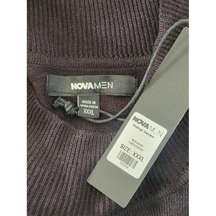 Fashion Nova Nova Men Red and Black Mock Neck Sweater Size XXXL NWT