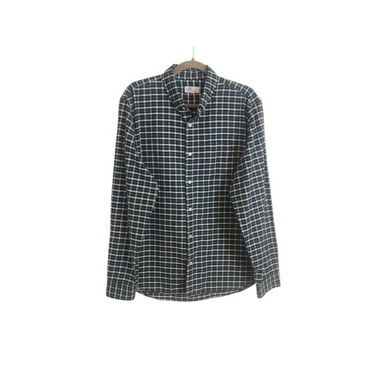 Gap Green and Blue Plaid Standard Fit Button Down Shirt Size Large