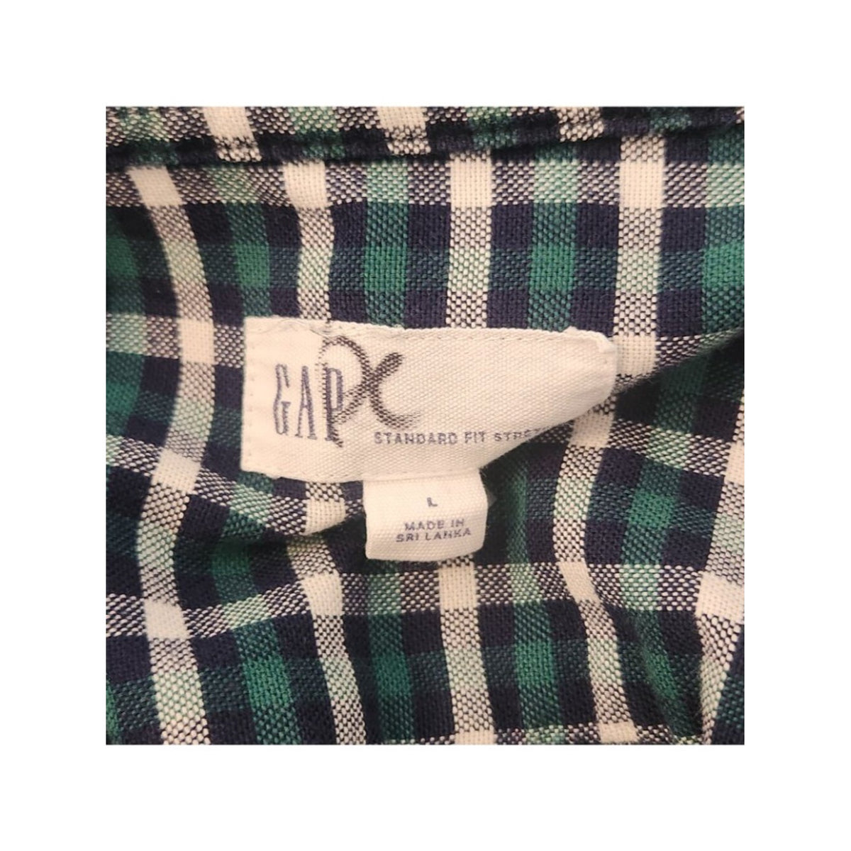 Gap Green and Blue Plaid Standard Fit Button Down Shirt Size Large