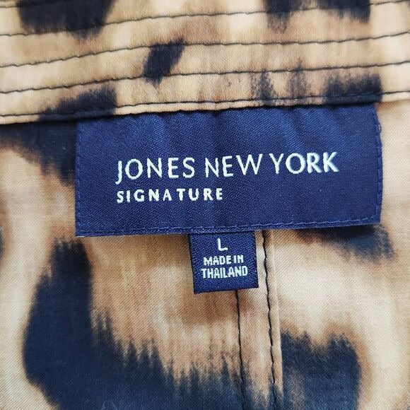 Jones New York Leopard Print Top with Tie Waist NWOT Size Large Leopard Top