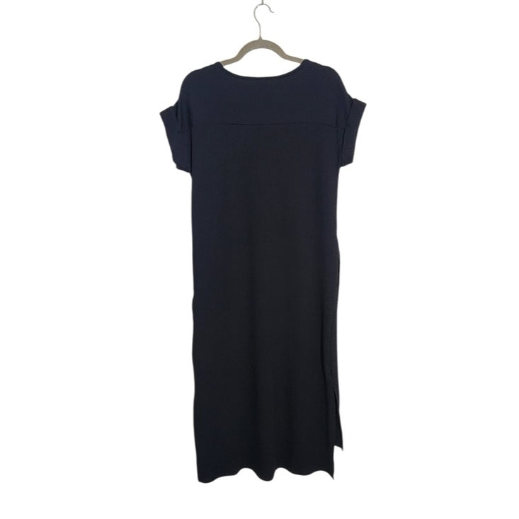 Lildy Black Wavy Ribbed Midi Dress Size Small/Medium