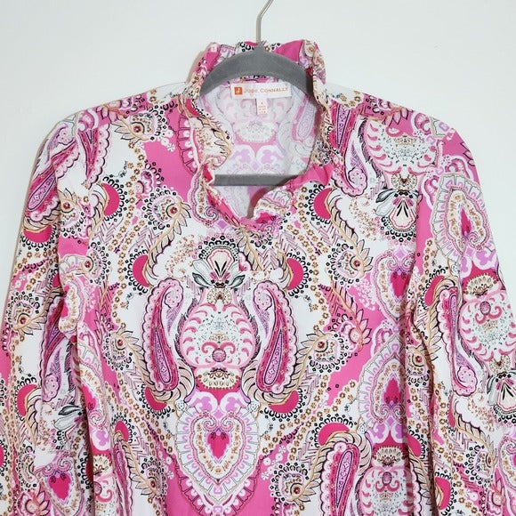 Jude Connally Pink Paisley Print Blouse Size Small