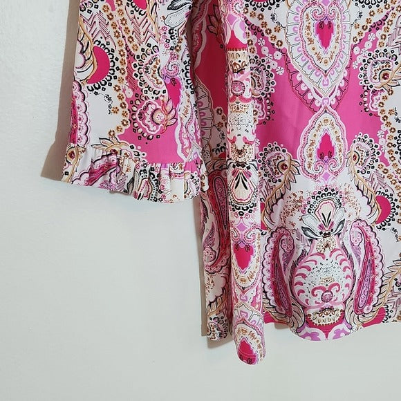 Jude Connally Pink Paisley Print Blouse Size Small
