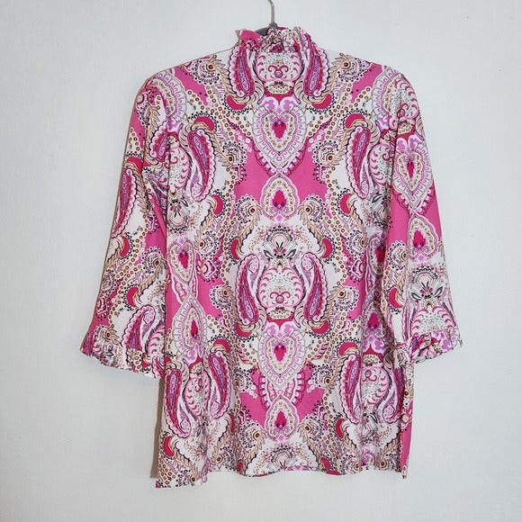 Jude Connally Pink Paisley Print Blouse Size Small