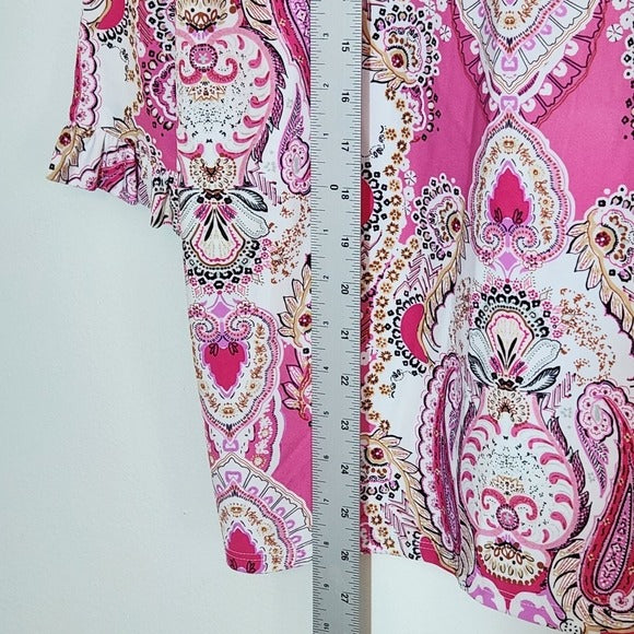 Jude Connally Pink Paisley Print Blouse Size Small