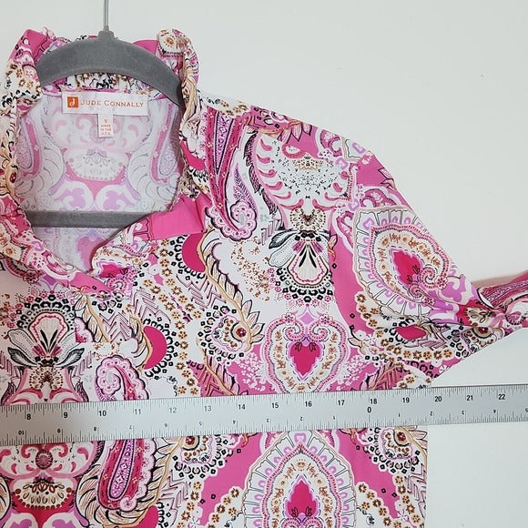 Jude Connally Pink Paisley Print Blouse Size Small