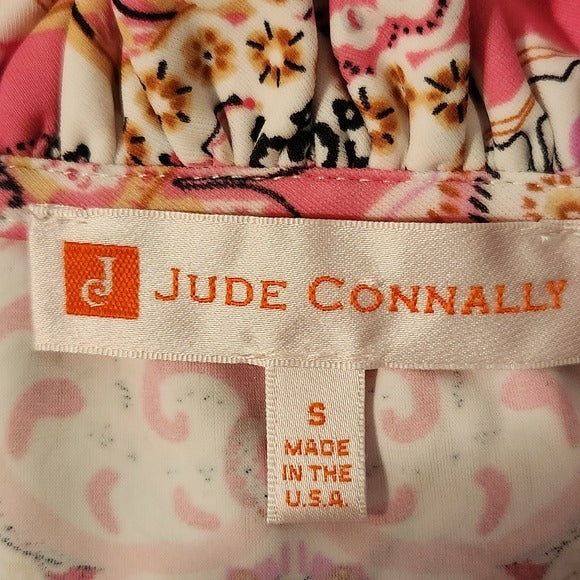 Jude Connally Pink Paisley Print Blouse Size Small