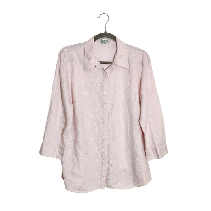 Cambridge Dry Goods Pastel Pink Linen Button Down Shirt Size XL