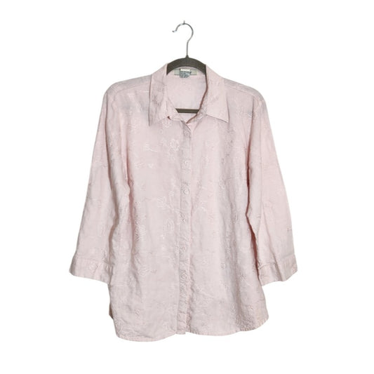 Cambridge Dry Goods Pastel Pink Linen Button Down Shirt Size XL