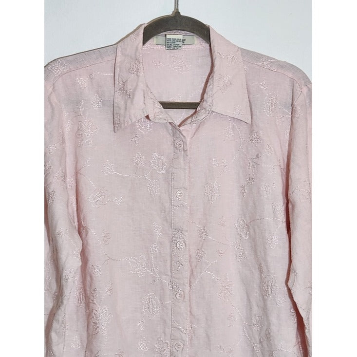 Cambridge Dry Goods Pastel Pink Linen Button Down Shirt Size XL
