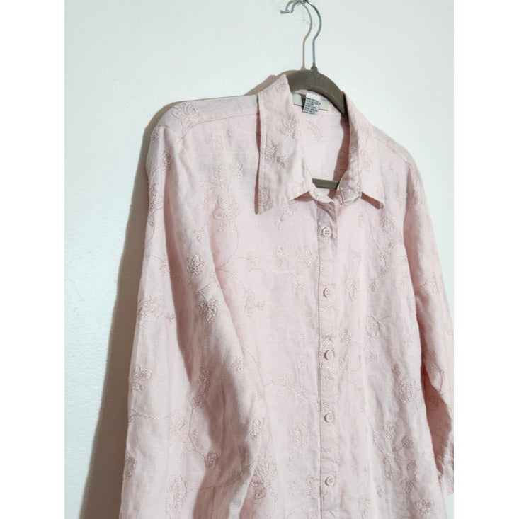 Cambridge Dry Goods Pastel Pink Linen Button Down Shirt Size XL