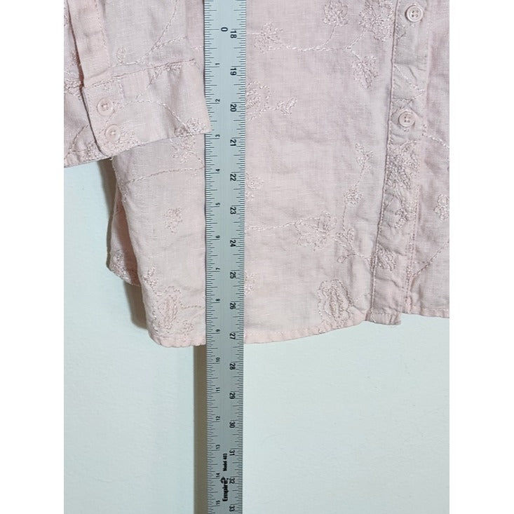 Cambridge Dry Goods Pastel Pink Linen Button Down Shirt Size XL