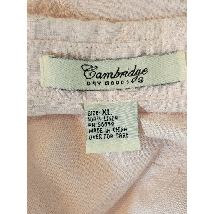 Cambridge Dry Goods Pastel Pink Linen Button Down Shirt Size XL