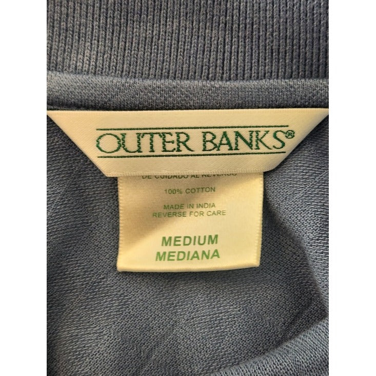 Outer Banks Slate Blue Tonal Argyle Sleeveless Polo with White Trim Size Medium