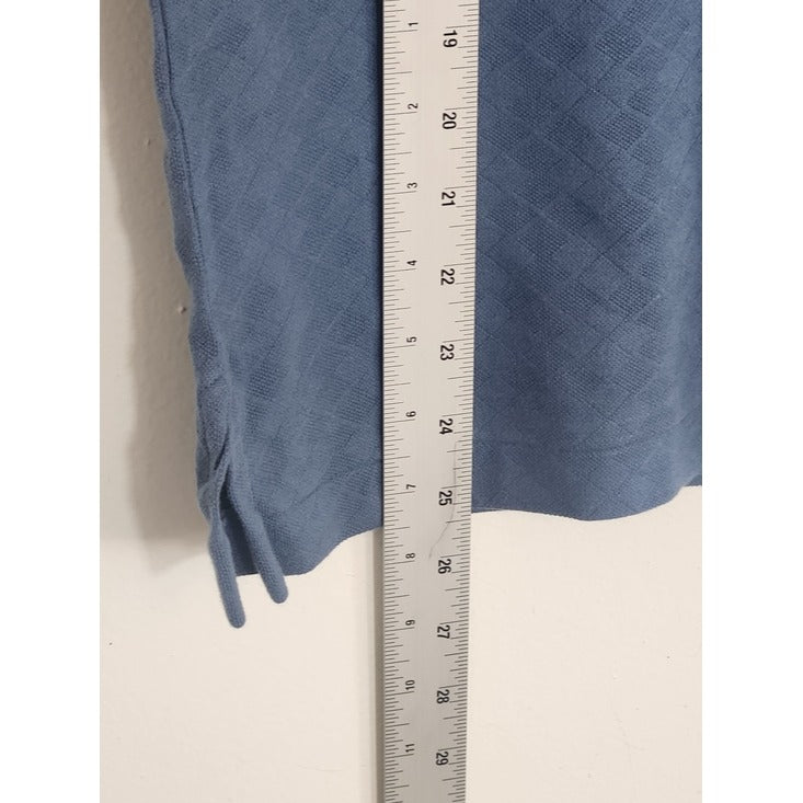 Outer Banks Slate Blue Tonal Argyle Sleeveless Polo with White Trim Size Medium