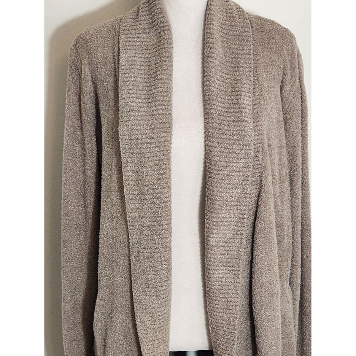 Barefoot Dreams Taupe Tan CozyChic Lite Open Front Cardigan Sweater Size Medium