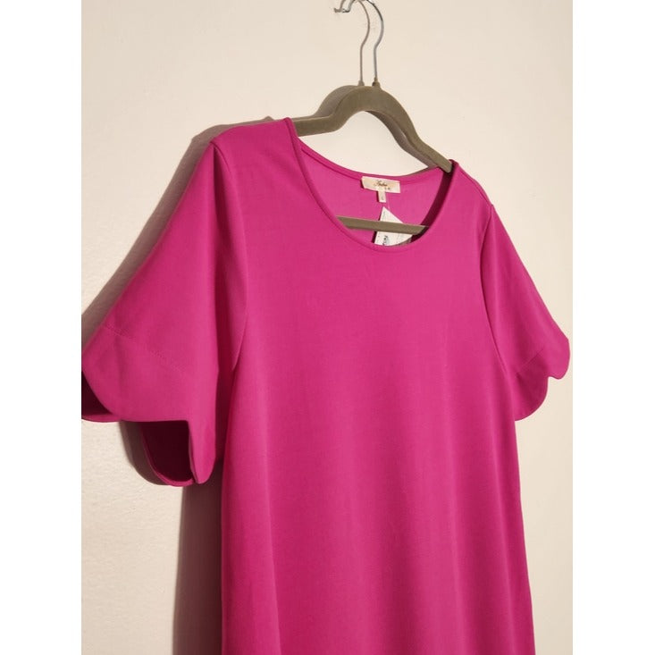 Andree by Unit Hot Pink Mini Shift Dress Size Large NWOT Wedding Guest Dress