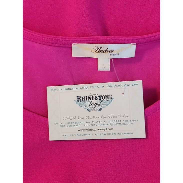 Andree by Unit Hot Pink Mini Shift Dress Size Large NWOT Wedding Guest Dress