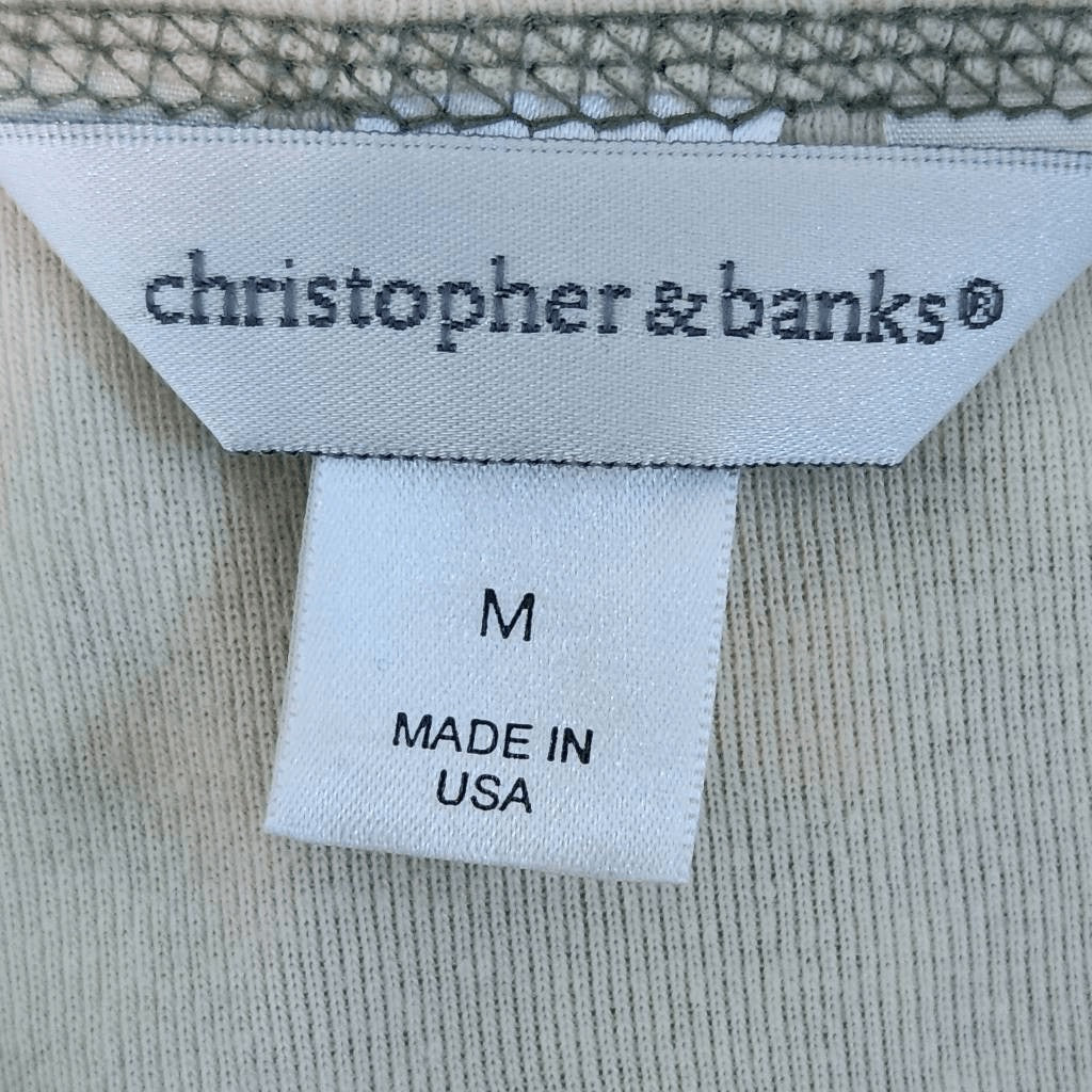 Christopher & Banks Cream Print Tee Size Medium Tuscan Print Top