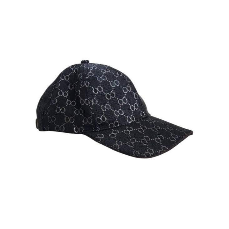 Womens Black and Metallic Silver Baseball Hat One Size