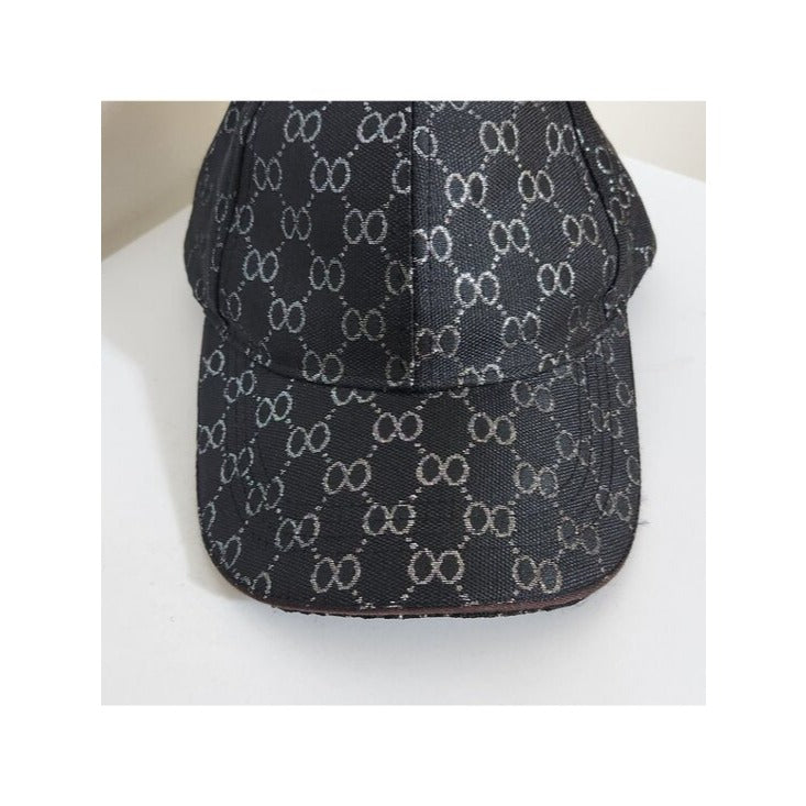 Womens Black and Metallic Silver Baseball Hat One Size