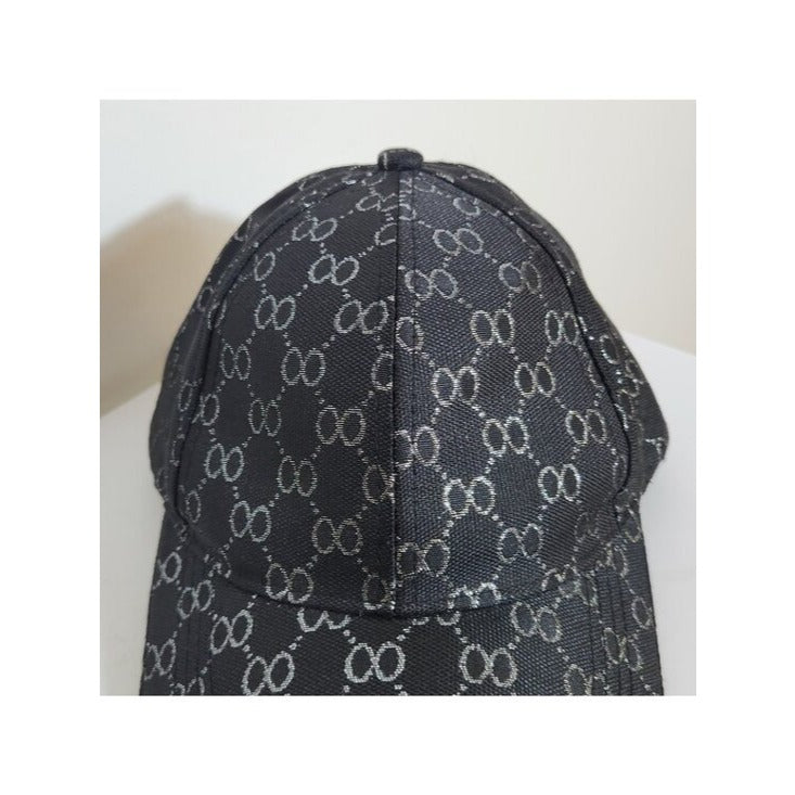 Womens Black and Metallic Silver Baseball Hat One Size