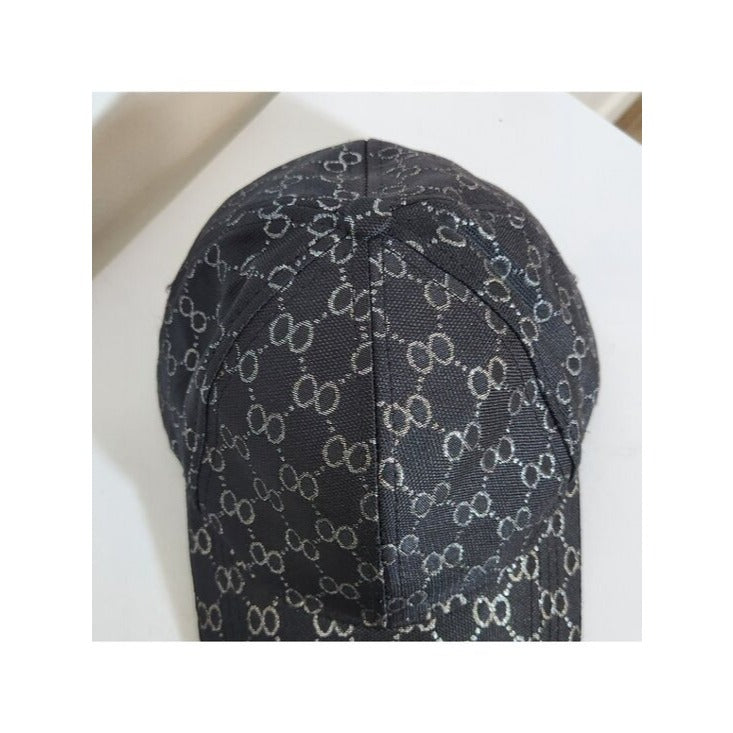 Womens Black and Metallic Silver Baseball Hat One Size