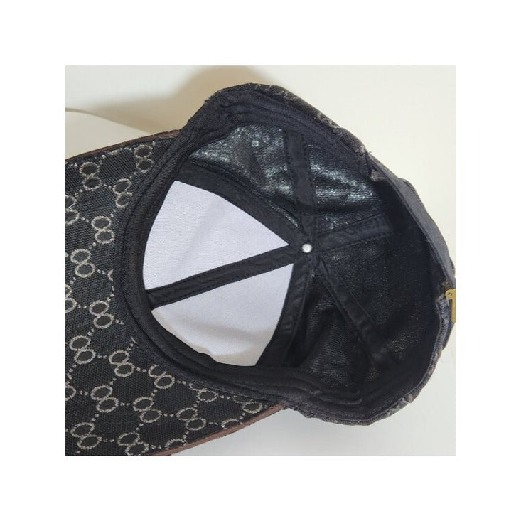 Womens Black and Metallic Silver Baseball Hat One Size