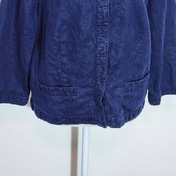 Chico's Navy Linen Jacket Size Medium Chico's Navy Cropped Jacket