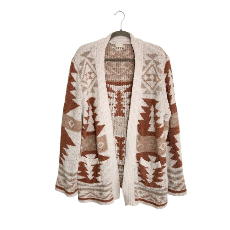 Altar'd State Cream and Brown Western Aztec Cardigan Sweater Size Medium