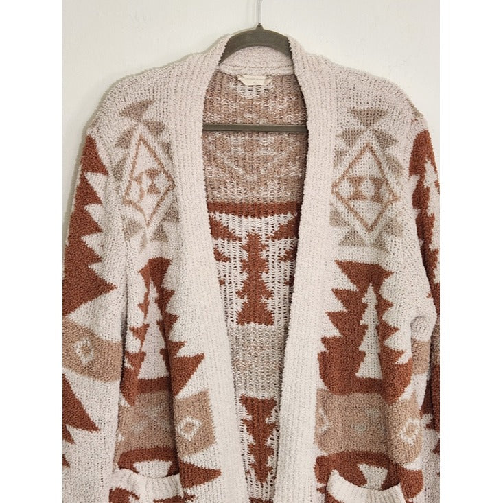 Altar'd State Cream and Brown Western Aztec Cardigan Sweater Size Medium