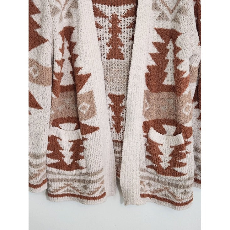 Altar'd State Cream and Brown Western Aztec Cardigan Sweater Size Medium