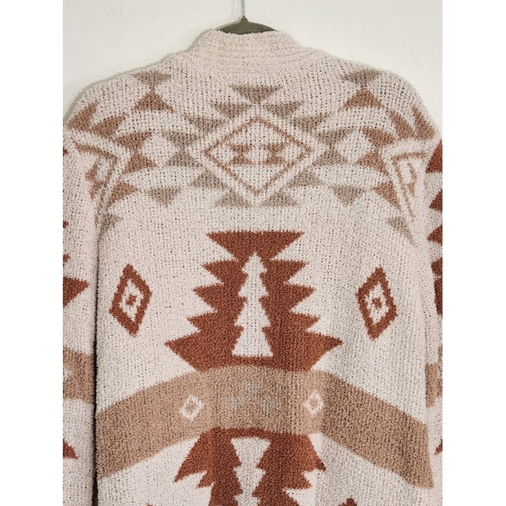Altar'd State Cream and Brown Western Aztec Cardigan Sweater Size Medium