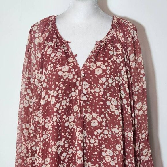 Lauren Conrad Floral Blouse Size XXL Plus Size Flowy Boho Blouse