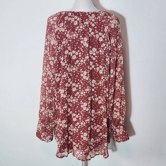 Lauren Conrad Floral Blouse Size XXL Plus Size Flowy Boho Blouse
