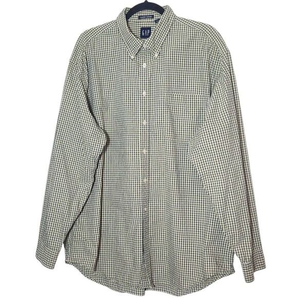 Gap Green Check Oxford Button Down Shirt Size XL Preppy Green Button Down Shirt
