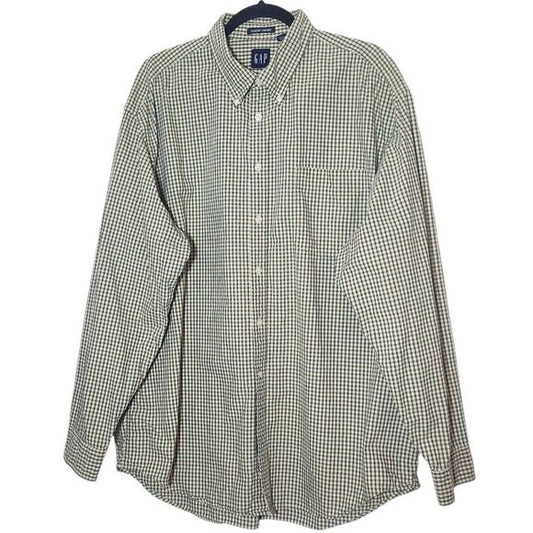 Gap Green Check Oxford Button Down Shirt Size XL Preppy Green Button Down Shirt