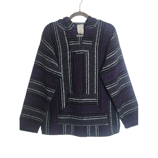 Canyon Creek Purple and Black Woven Baja Hoodie Pullover Size XL