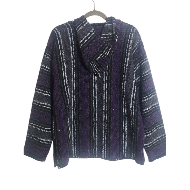 Canyon Creek Purple and Black Woven Baja Hoodie Pullover Size XL