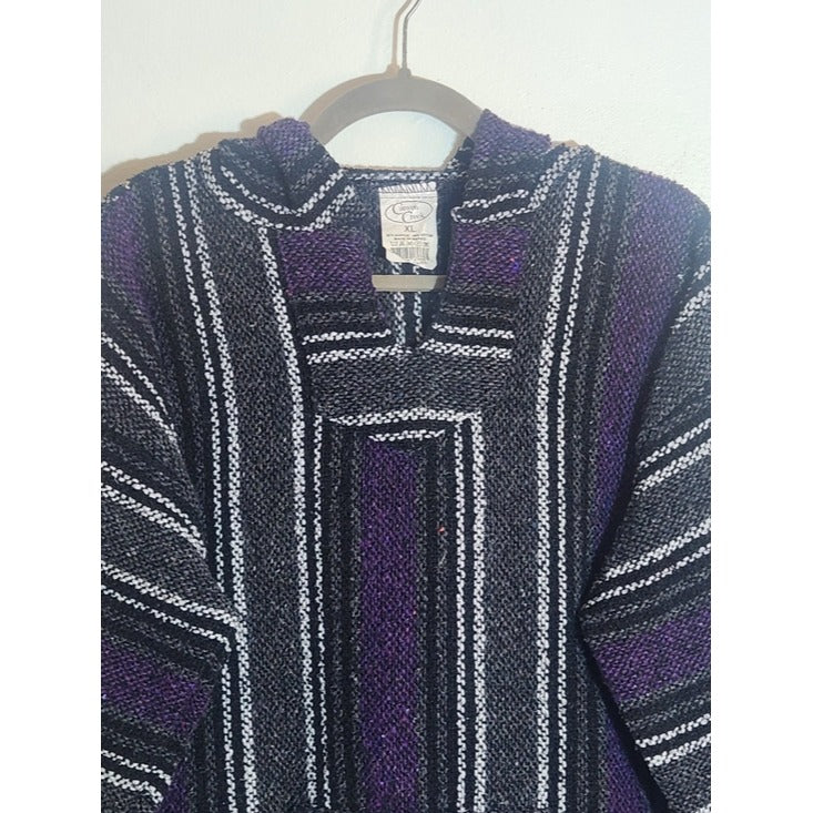 Canyon Creek Purple and Black Woven Baja Hoodie Pullover Size XL