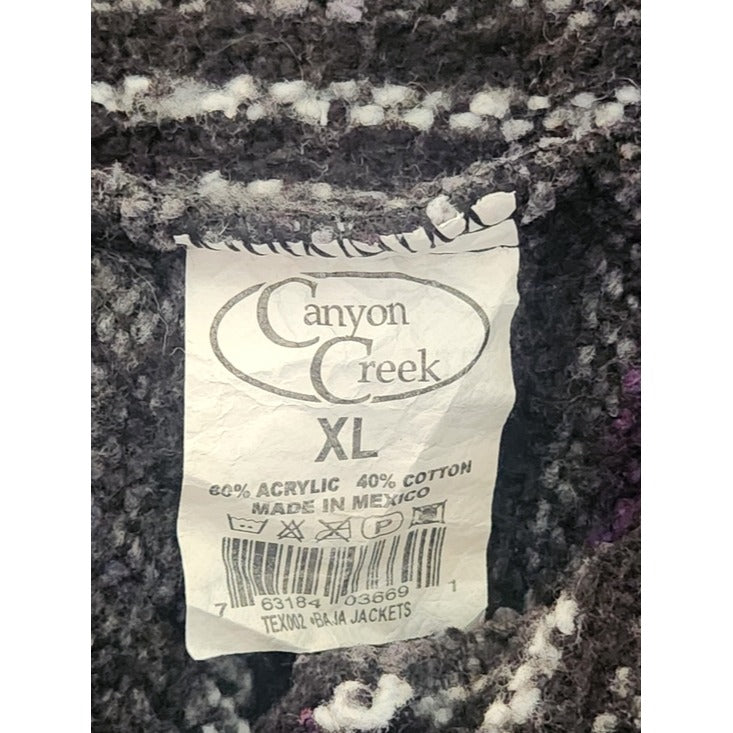 Canyon Creek Purple and Black Woven Baja Hoodie Pullover Size XL