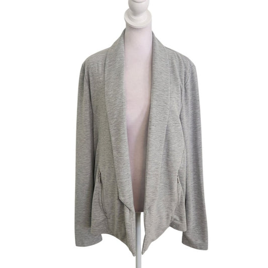 Lemon Tart Heather Gray Open Front Knit Cardigan Size Large