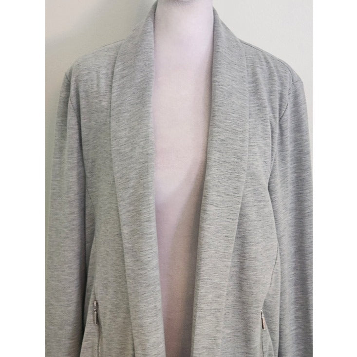 Lemon Tart Heather Gray Open Front Knit Cardigan Size Large