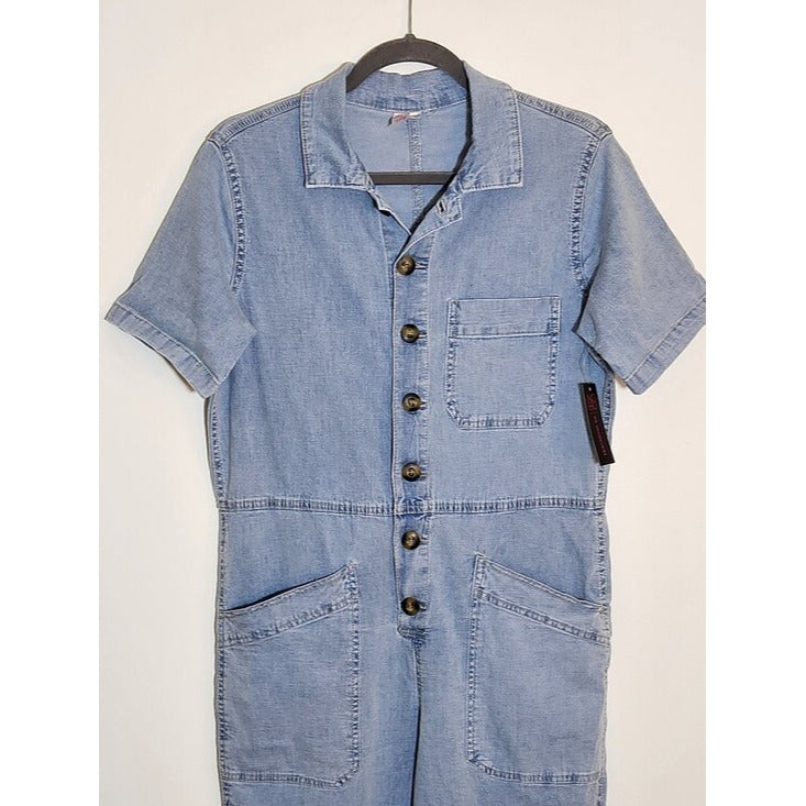 No Boundaries Light Wash Denim Jogger Jumpsuit Size Medium NWT