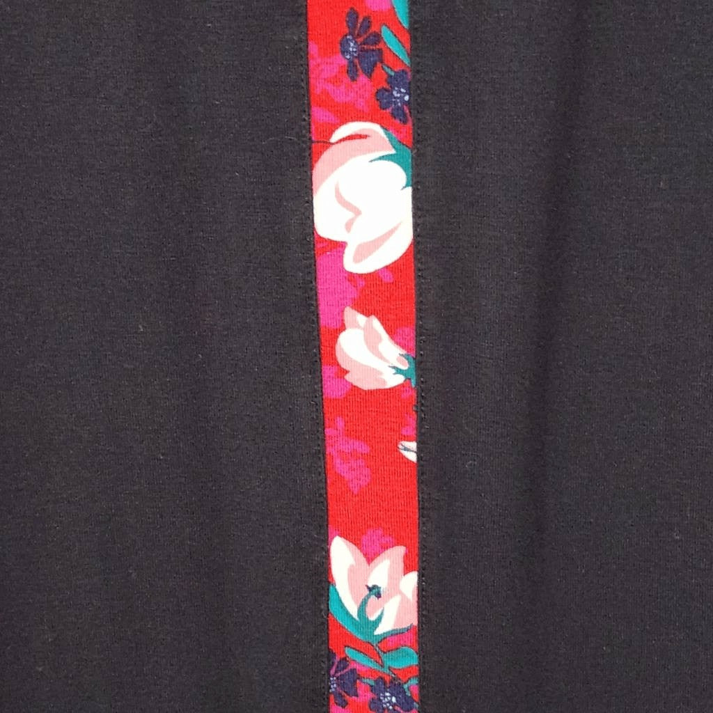 Matilda Jane Black Long Sleeve Shift Dress with Red Floral Panel Size Small