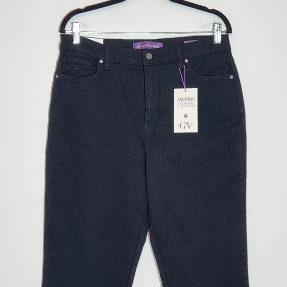 Gloria Vanderbilt Black Tapered Slimming Jeans Size 12, New