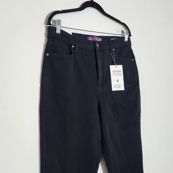 Gloria Vanderbilt Black Tapered Slimming Jeans Size 12, New