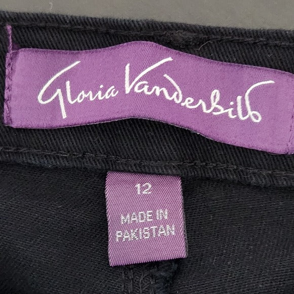 Gloria Vanderbilt Black Tapered Slimming Jeans Size 12, New