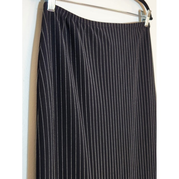 Rikki J Vintage Black Pinstripe Maxi Skirt Size Medium
