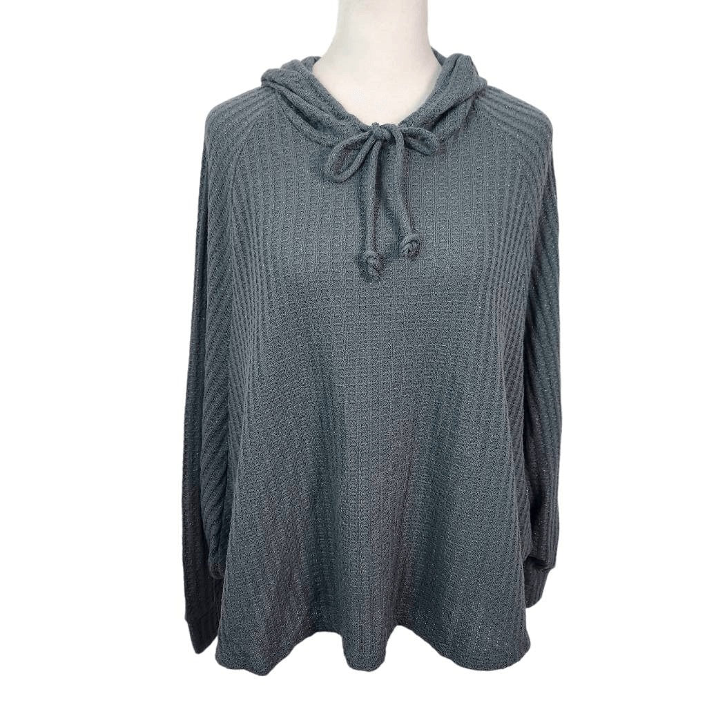 Chaser Blue Ribbed Knit Hoodie NWT Size Medium Teal Blue Hoodie